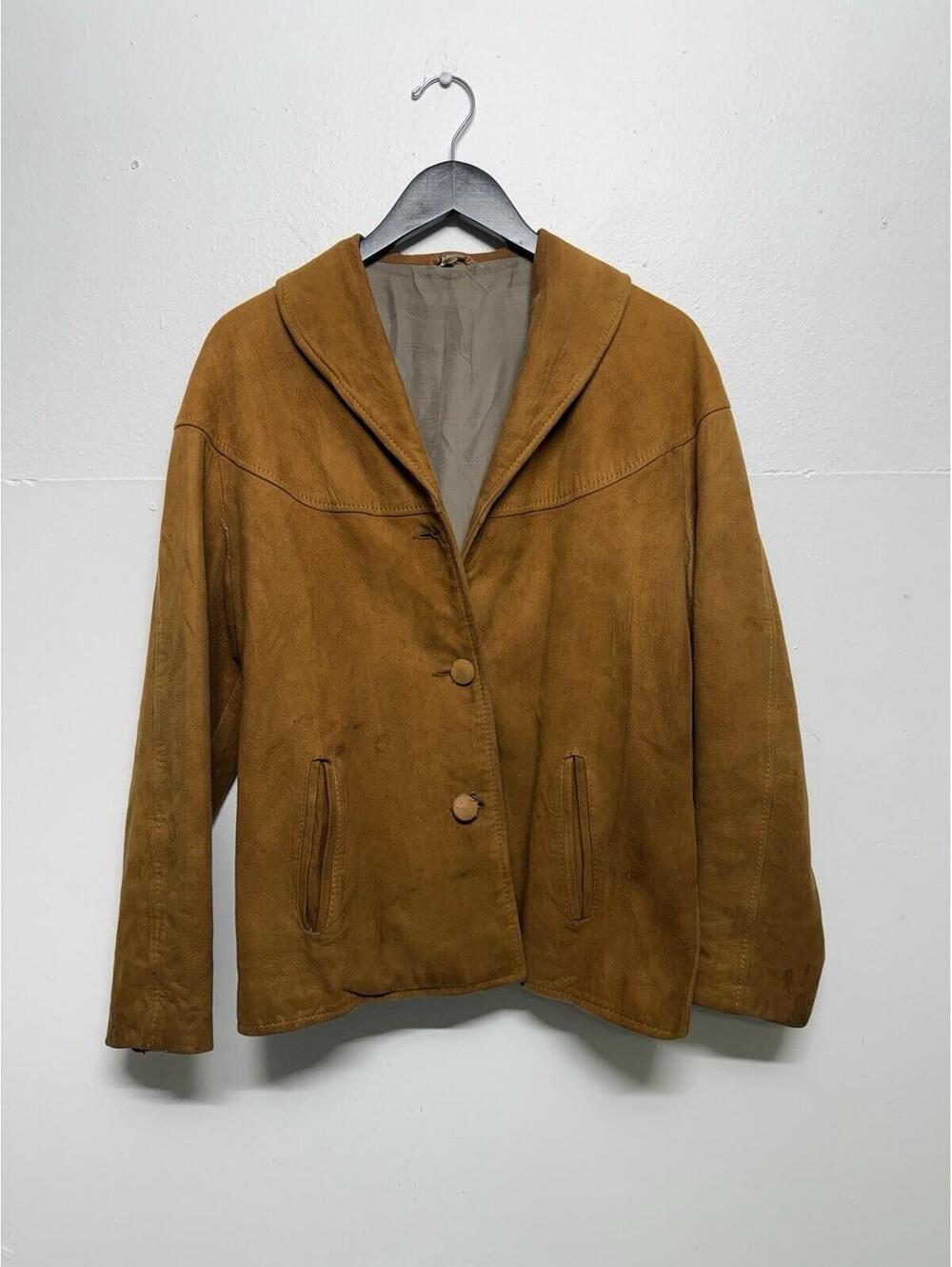 Vintage 1980s Goldskin Brussels Paris Suede Leather Jacket M/L Thrashed